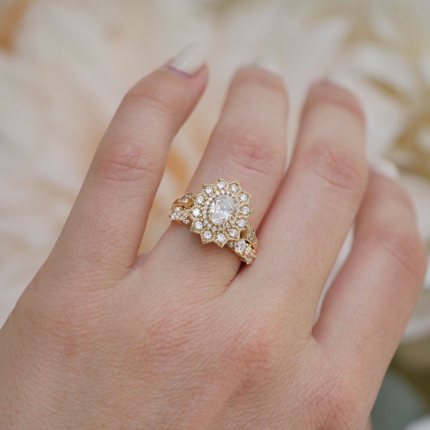 Marquise Shaped Three Stone Lab Grown Diamond Engagement Ring
