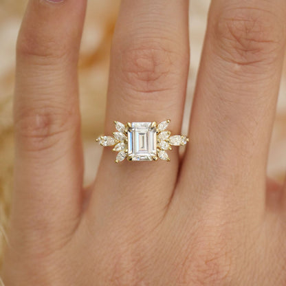 Marquise Shaped Three Stone Lab Grown Diamond Engagement Ring