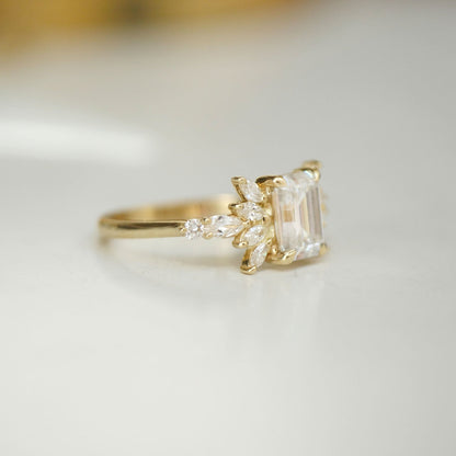 Marquise Shaped Three Stone Lab Grown Diamond Engagement Ring