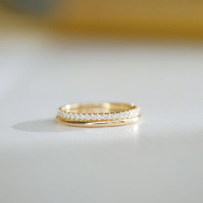 0.25 TCW Round Shaped Half Eternity Lab Grown Diamond Wedding Band