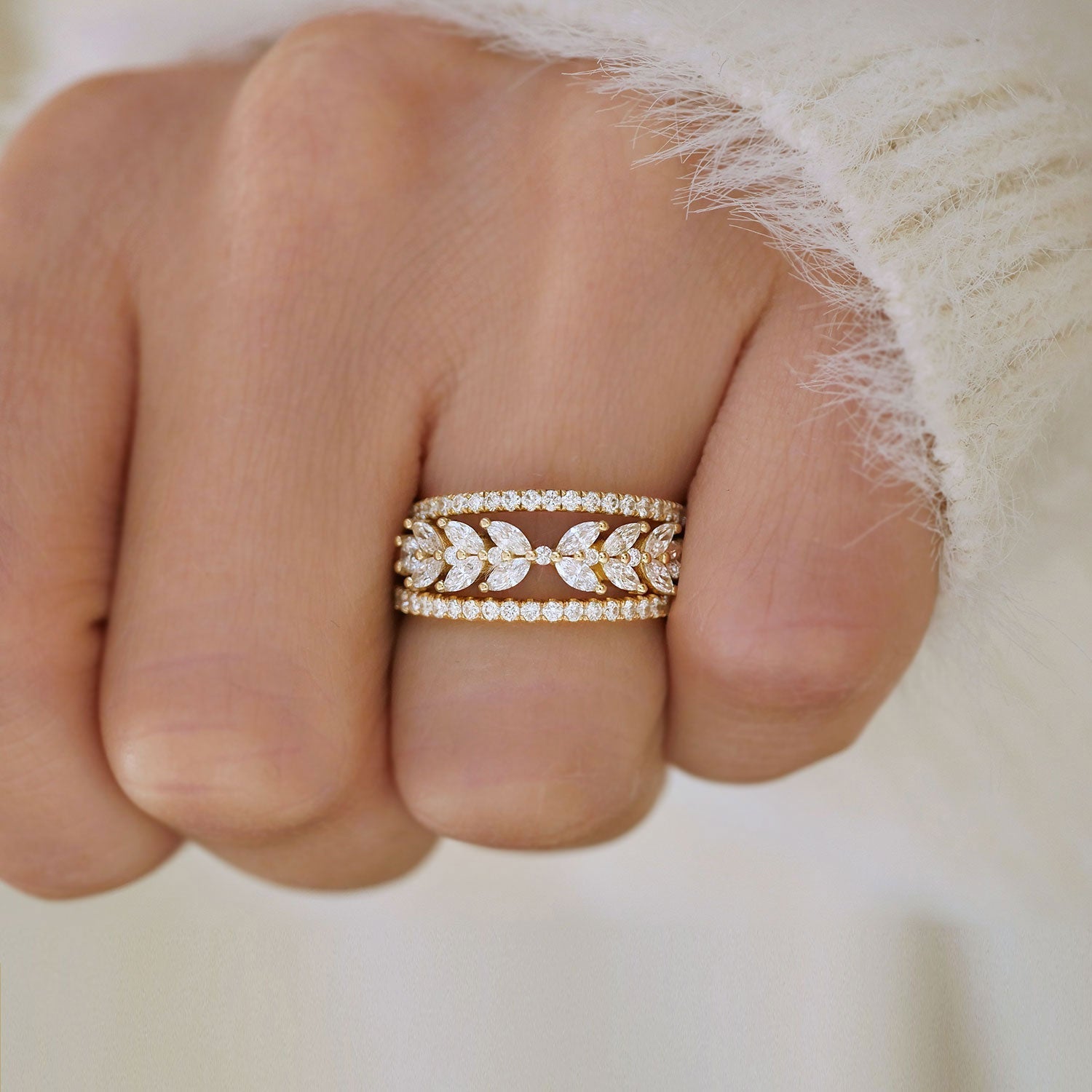 0.25 TCW Round Shaped Half Eternity Lab Grown Diamond Wedding Band