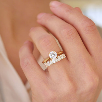 0.25 TCW Round Shaped Half Eternity Lab Grown Diamond Wedding Band