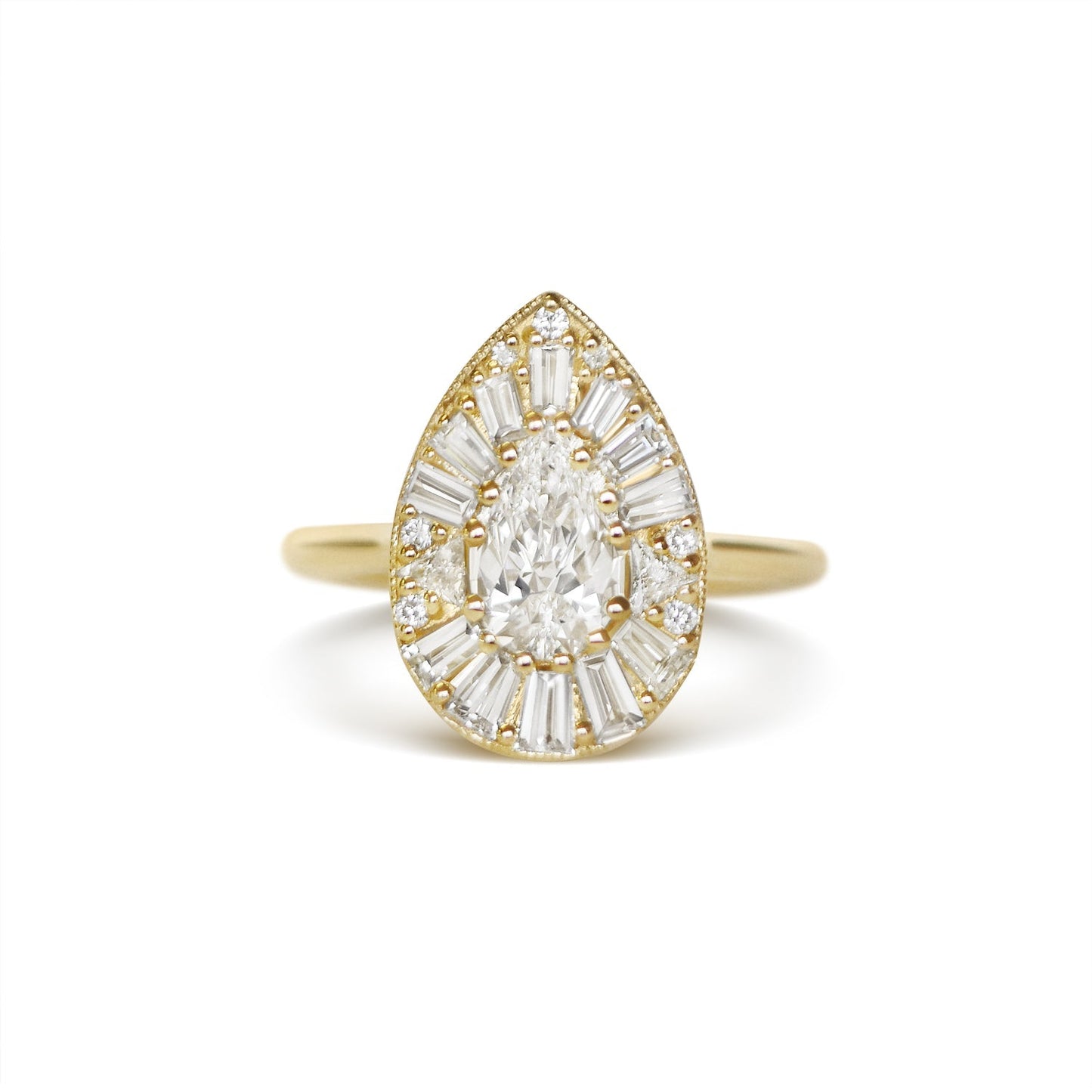 Marquise Shaped Three Stone Lab Grown Diamond Engagement Ring