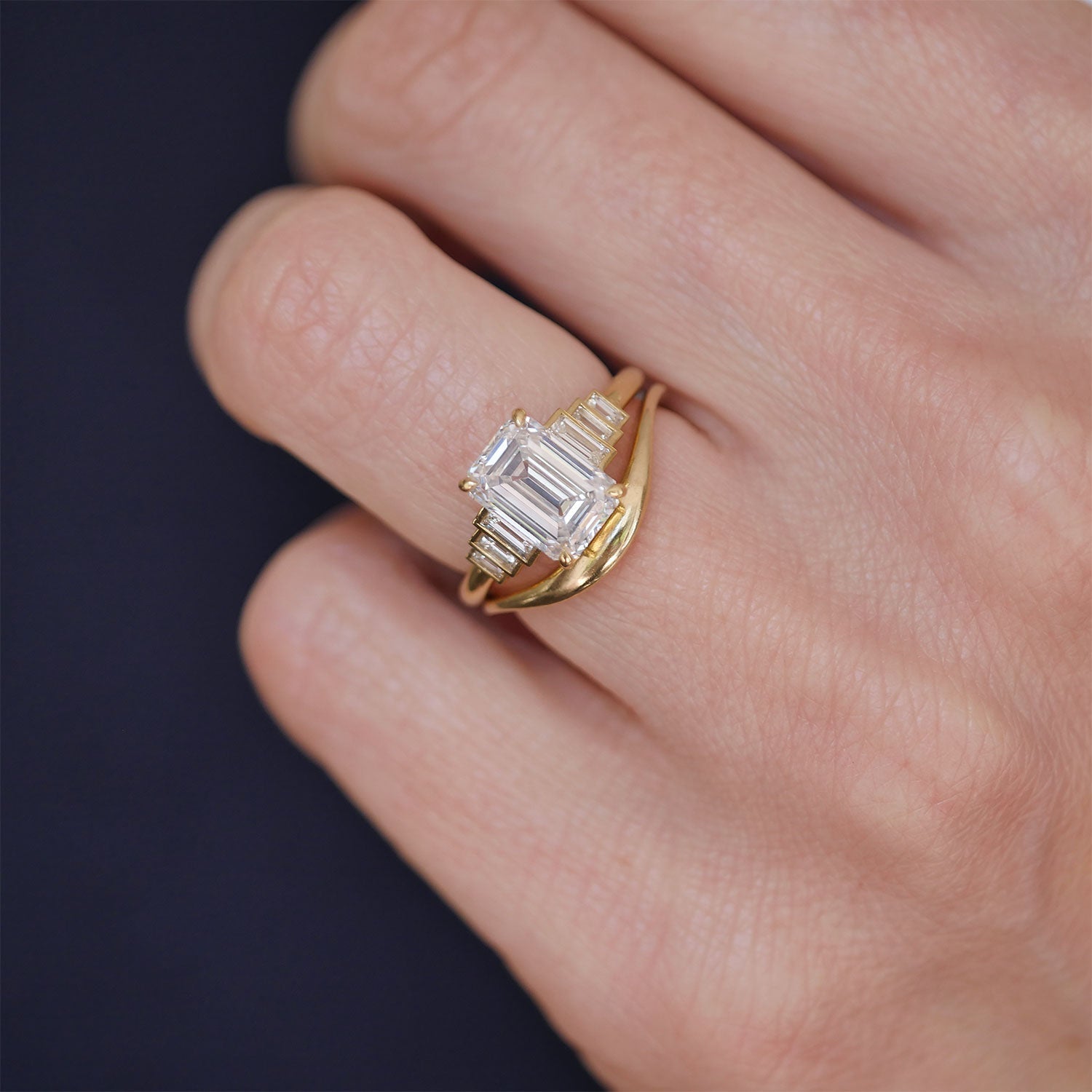 Marquise Shaped Three Stone Lab Grown Diamond Engagement Ring