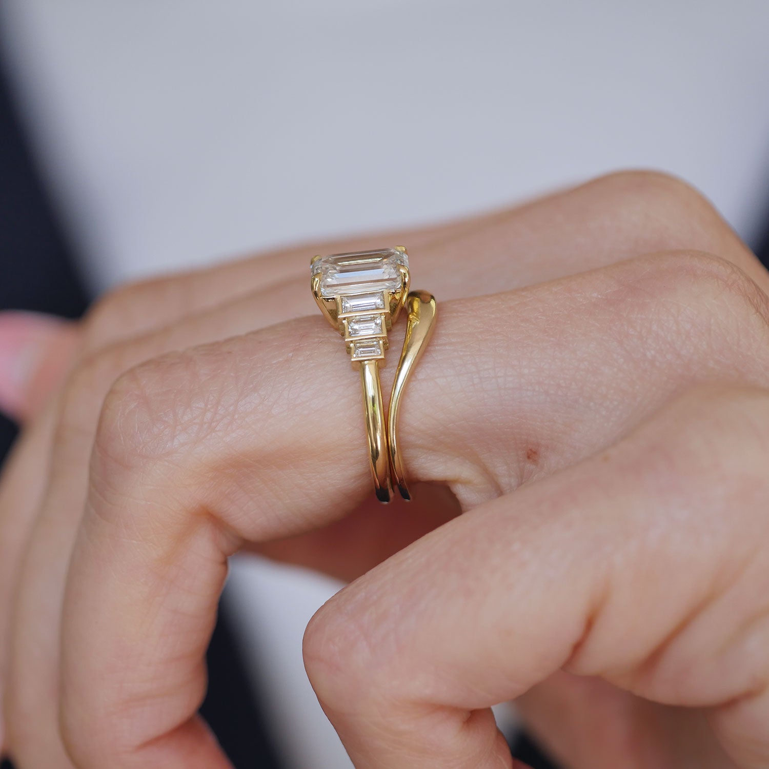 Marquise Shaped Three Stone Lab Grown Diamond Engagement Ring