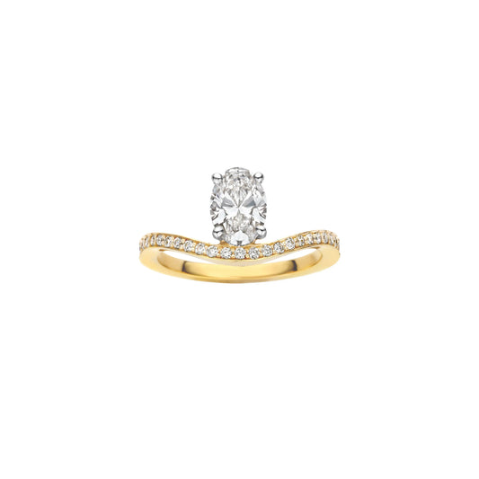 Timeless 0.71 CT Oval Cut Swirl Unique Pave Moissanite Diamond Engagement Ring