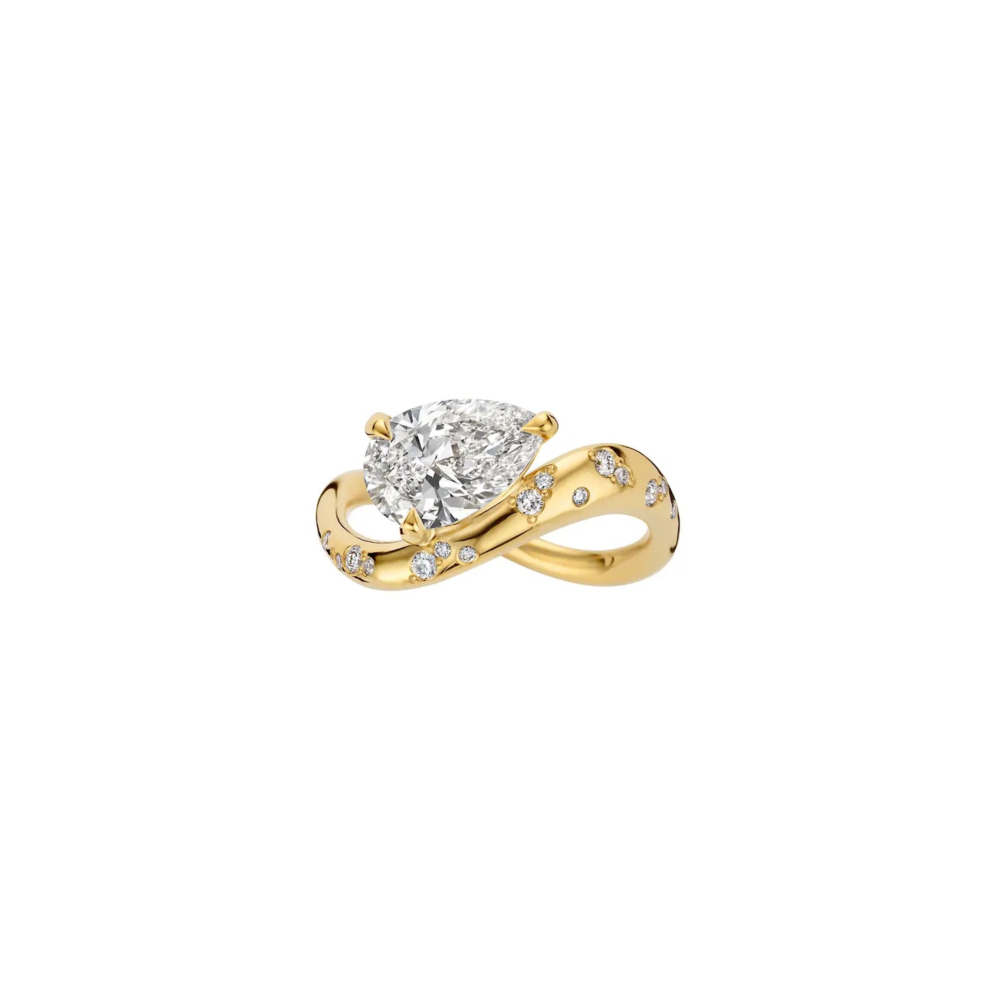 Timeless 1.7 CT Pear Cut Channel Celestial Styled Moissanite Diamond Engagement Ring