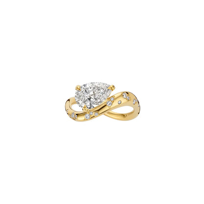 Timeless 1.7 CT Pear Cut Channel Celestial Styled Moissanite Diamond Engagement Ring