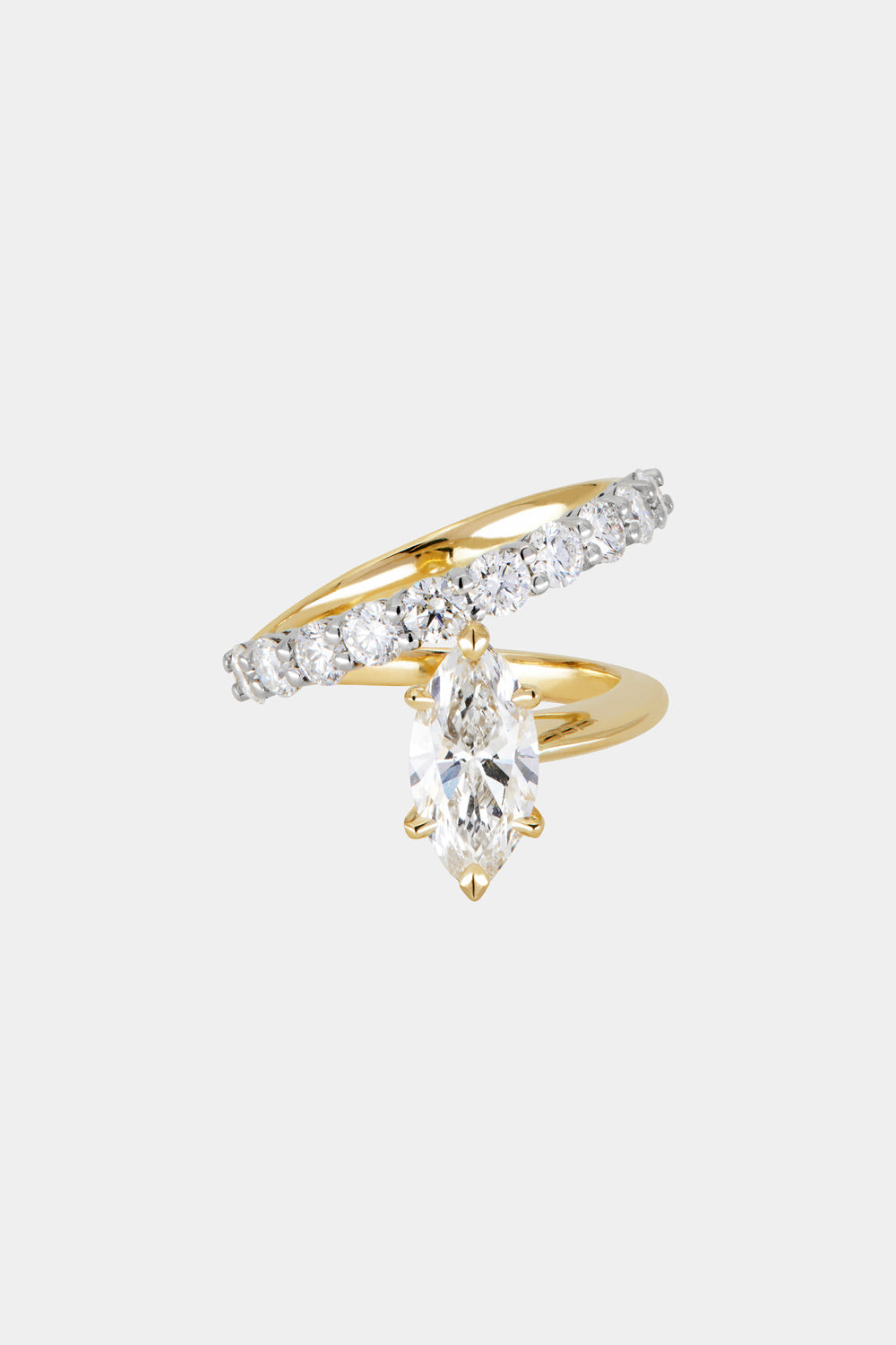 Marquise Shaped Three Stone Lab Grown Diamond Engagement Ring