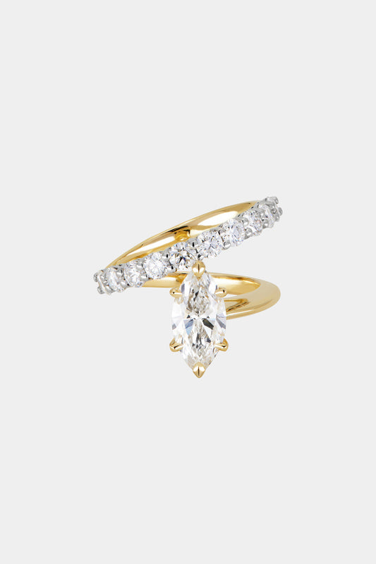 Marquise Shaped Three Stone Lab Grown Diamond Engagement Ring