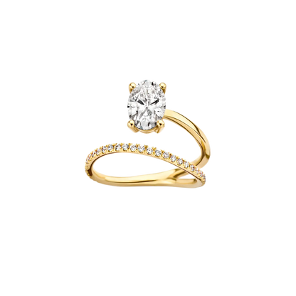 Timeless 1.2 CT Oval Cut Swirl Open End Pave Styled Moissanite Diamond Engagement Ring