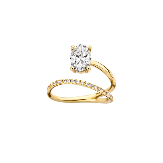 Timeless 1.2 CT Oval Cut Swirl Open End Pave Styled Moissanite Diamond Engagement Ring