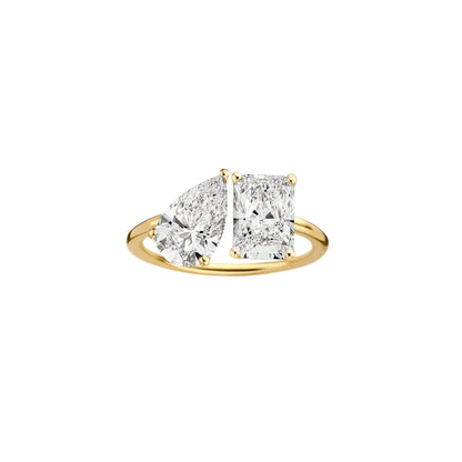 Timeless 2.75 CT Radiant & Pear Cut Toi Eti Moi Setting Moissanite Diamond Engagement Ring