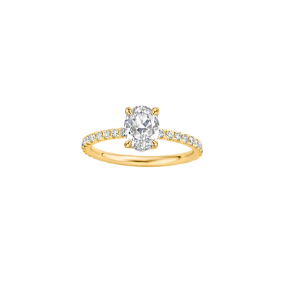 Timeless 1.2 CT Oval Cut Pave Styled Setting Moissanite Diamond Engagement Ring