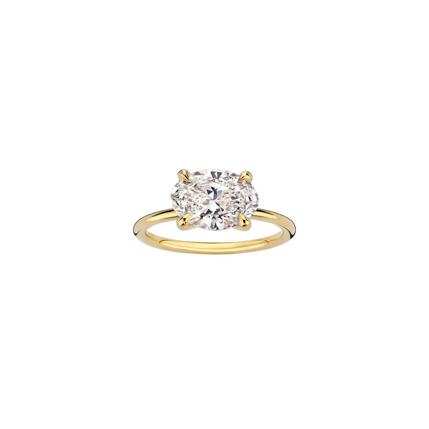 Timeless 2 CT Oval Cut East-West Solitaire Moissanite Diamond Engagement Ring