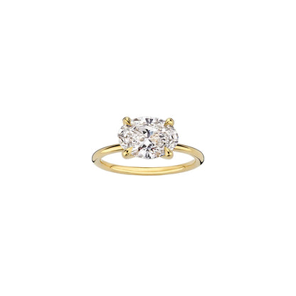 Timeless 2 CT Oval Cut East-West Solitaire Moissanite Diamond Engagement Ring