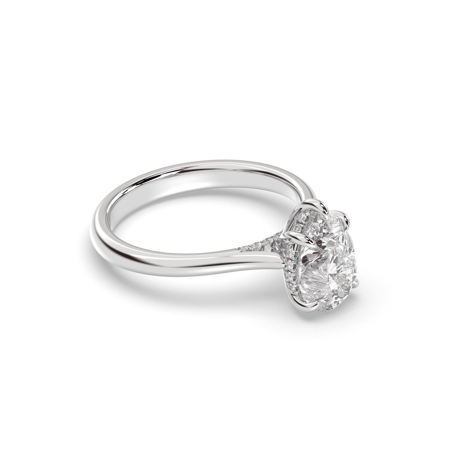 Marquise Shaped Three Stone Lab Grown Diamond Engagement Ring