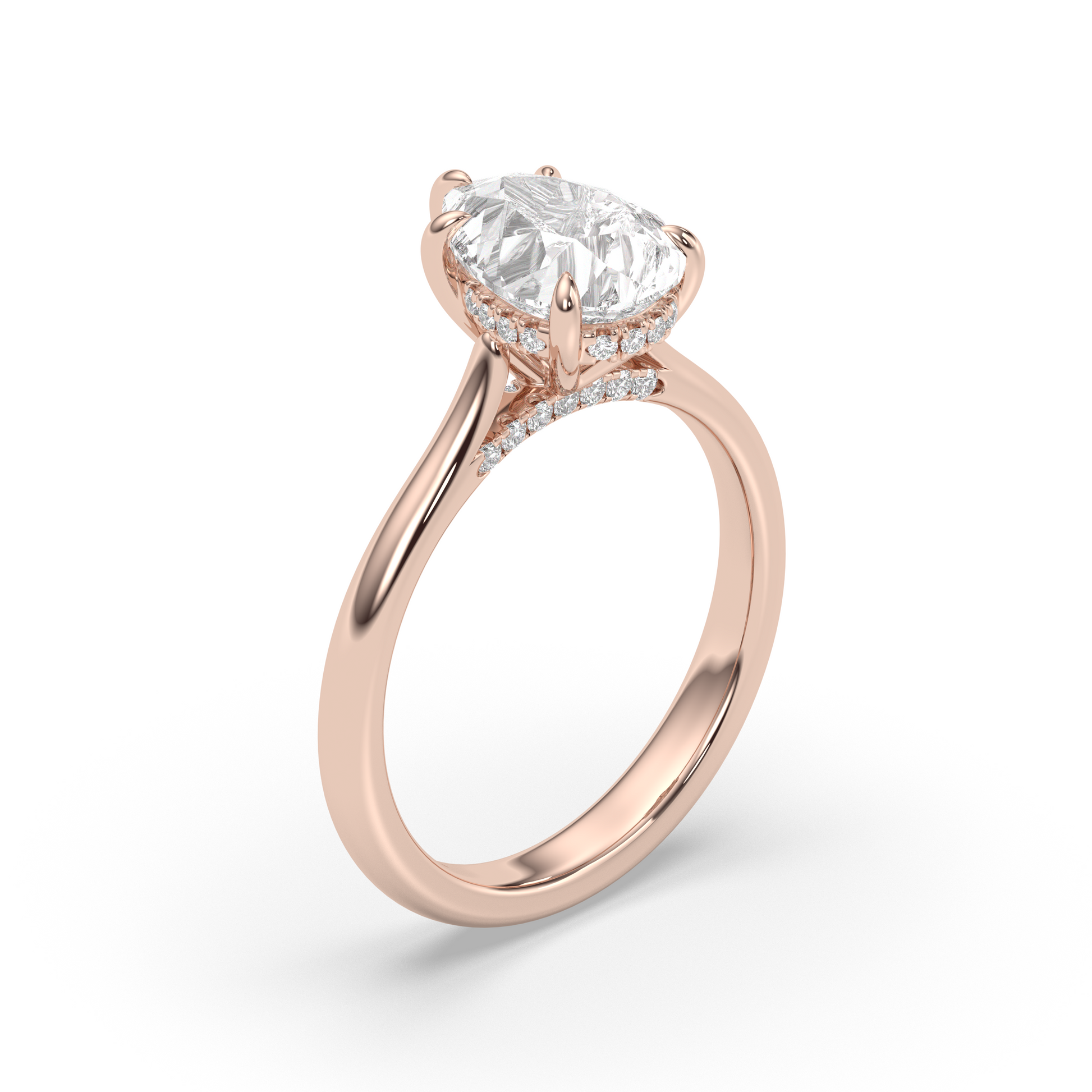 Marquise Shaped Three Stone Lab Grown Diamond Engagement Ring