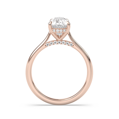 Marquise Shaped Three Stone Lab Grown Diamond Engagement Ring