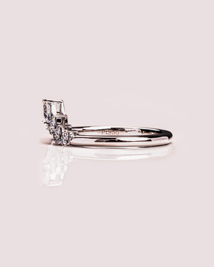 0.34 CT Pear Shaped Cluster Style Moissanite Wedding Band