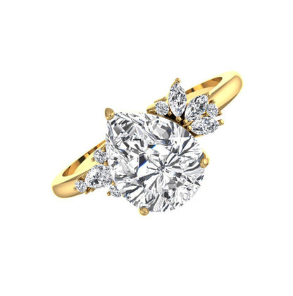 Marquise Shaped Three Stone Lab Grown Diamond Engagement Ring