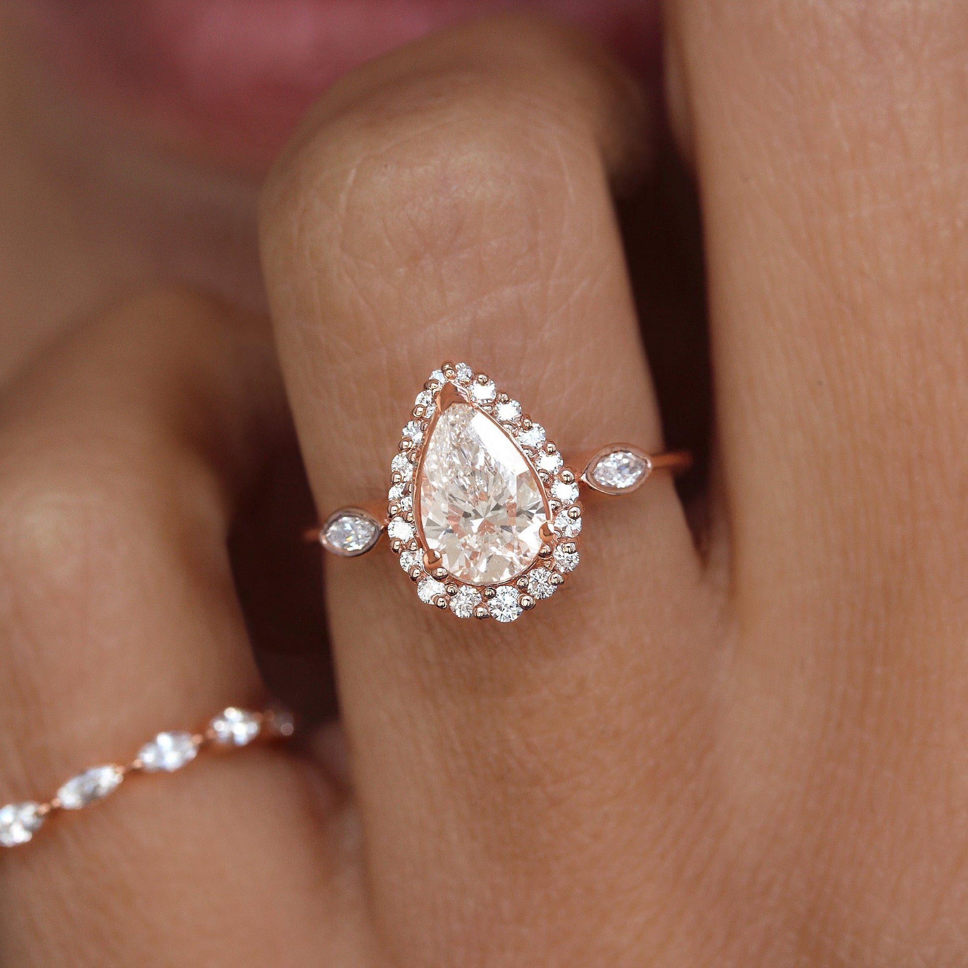 2.9 Carats Emerald Pave Styled Moissanite Engagement Ring