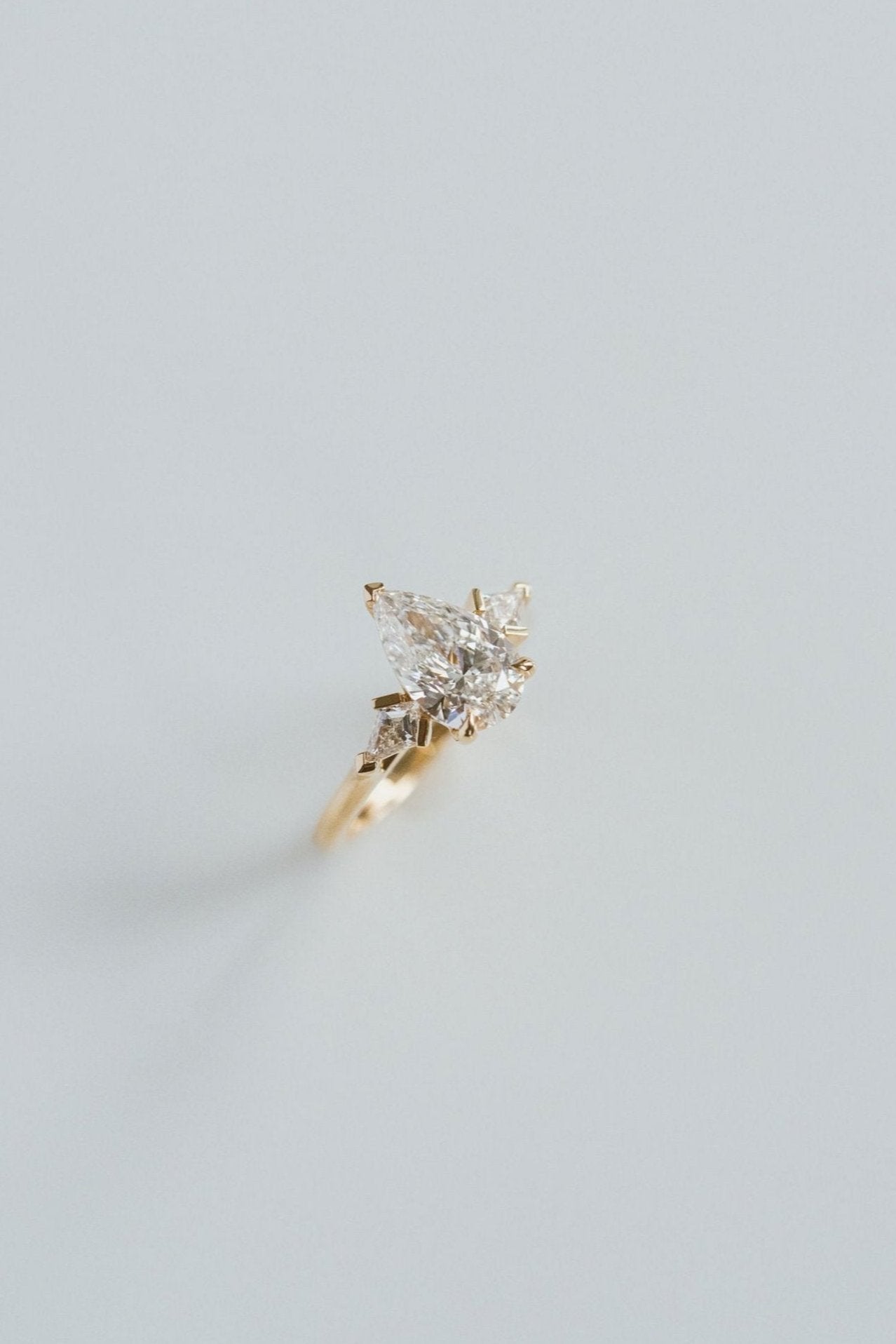 Marquise Shaped Three Stone Lab Grown Diamond Engagement Ring