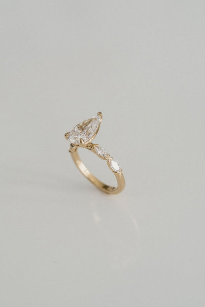 Marquise Shaped Three Stone Lab Grown Diamond Engagement Ring