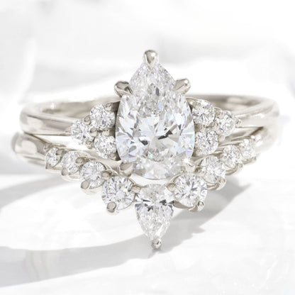 1.2 CT Pear Cut Cluster Moissanite Bridal Ring Set