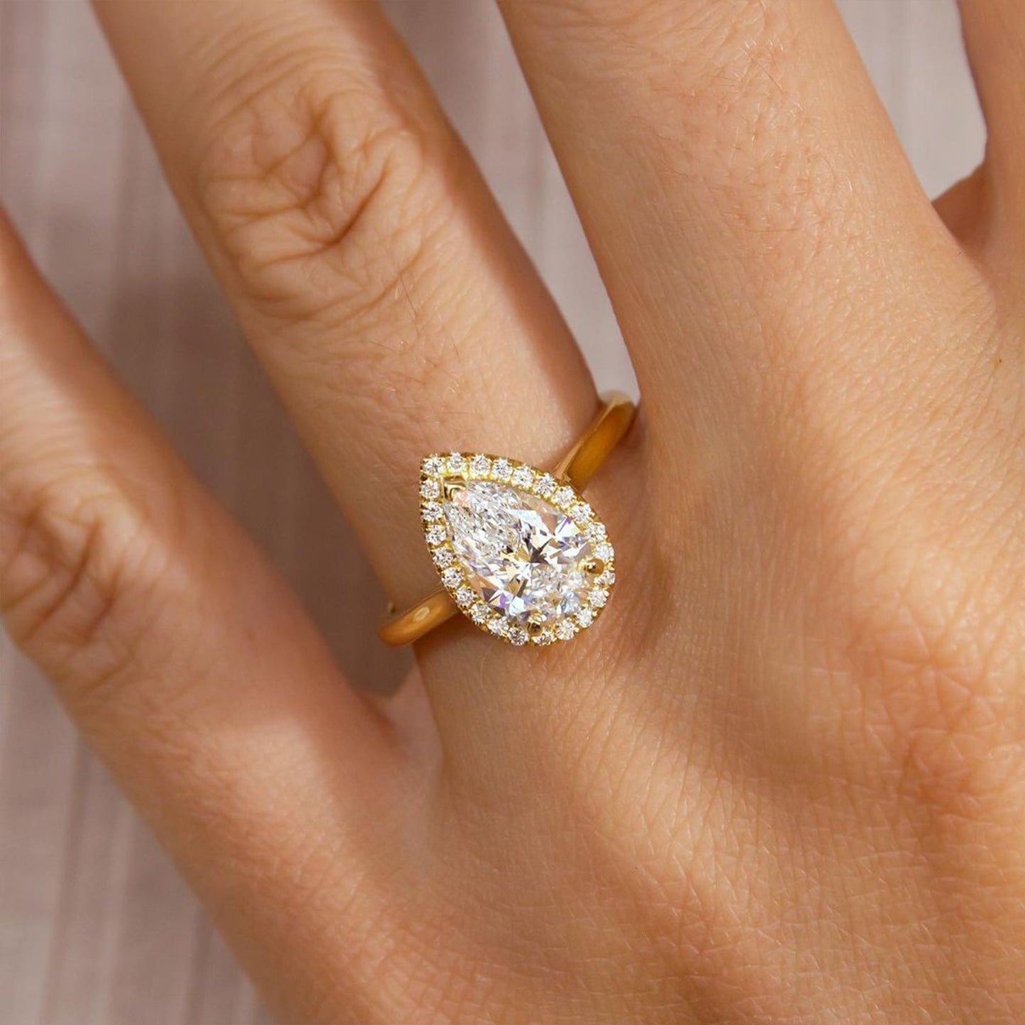 Marquise Shaped Three Stone Lab Grown Diamond Engagement Ring