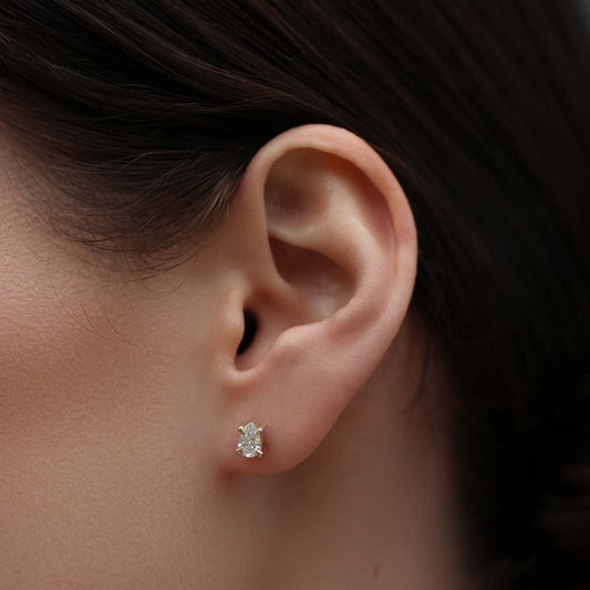 0.50 TCW Pear Cut Moissanite Stud Earrings in Gold
