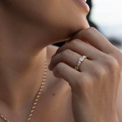 0.25 TCW Round Shaped Half Eternity Lab Grown Diamond Wedding Band