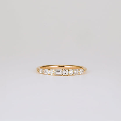 0.40 TCW Round, Pear, Marquise & Baguette Shaped Half Eternity Moissanite Wedding Band