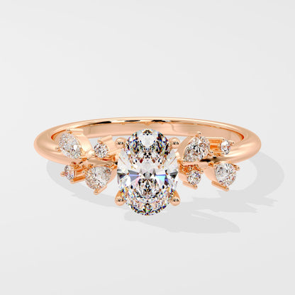 Marquise Shaped Three Stone Lab Grown Diamond Engagement Ring