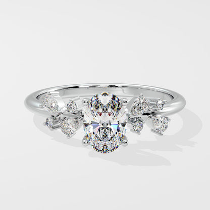 Marquise Shaped Three Stone Lab Grown Diamond Engagement Ring