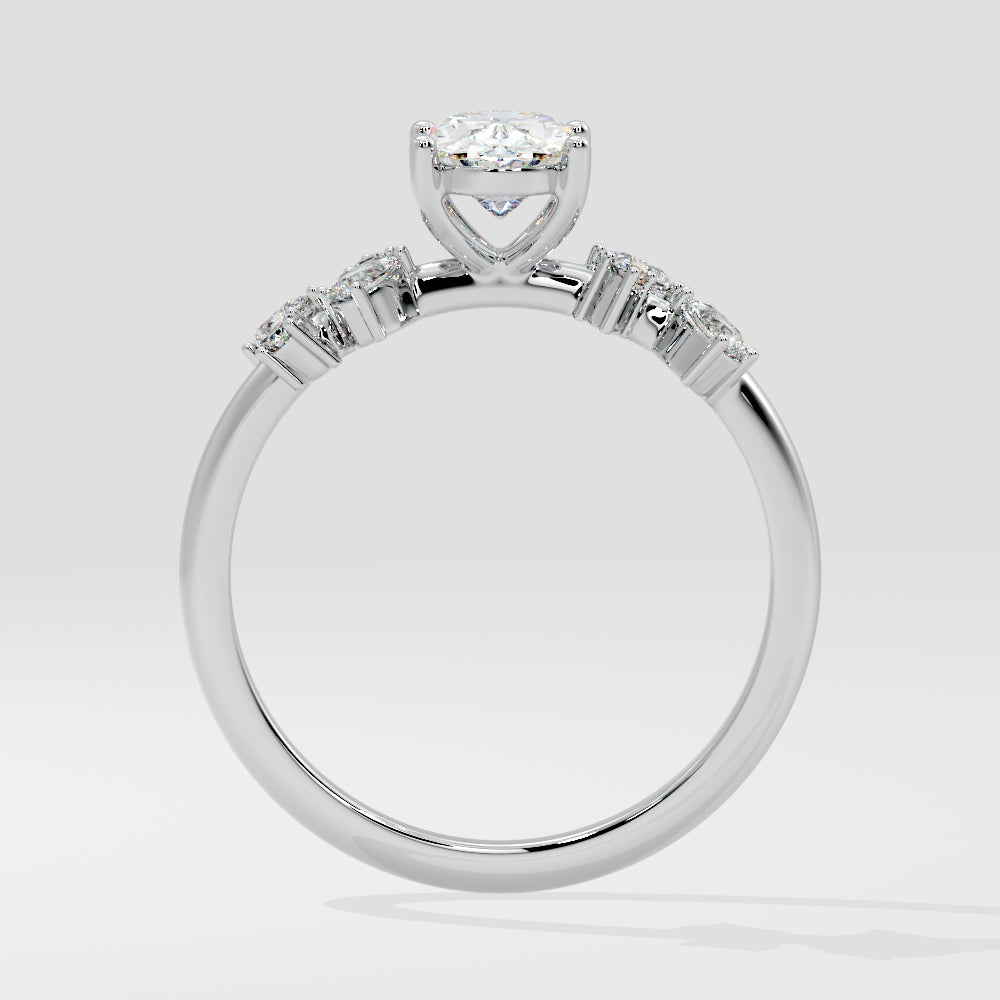 Marquise Shaped Three Stone Lab Grown Diamond Engagement Ring