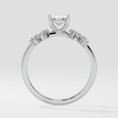 Marquise Shaped Three Stone Lab Grown Diamond Engagement Ring