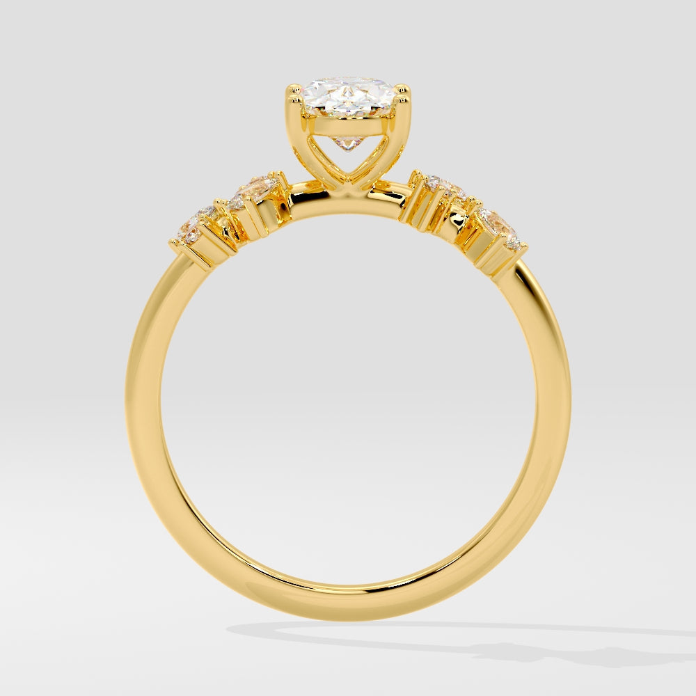 Marquise Shaped Three Stone Lab Grown Diamond Engagement Ring