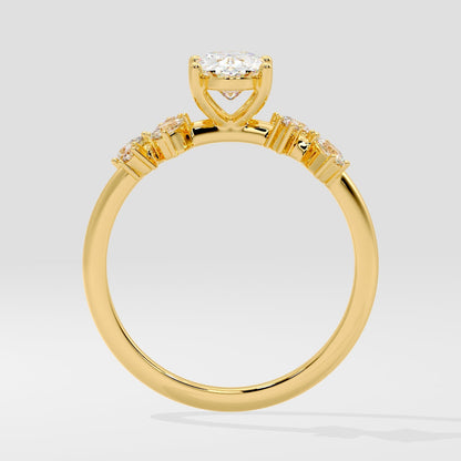 Marquise Shaped Three Stone Lab Grown Diamond Engagement Ring
