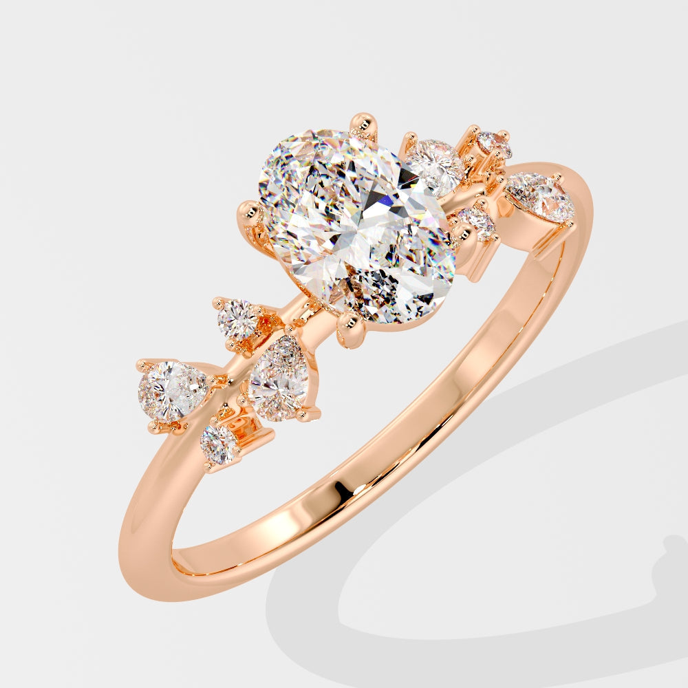 Marquise Shaped Three Stone Lab Grown Diamond Engagement Ring