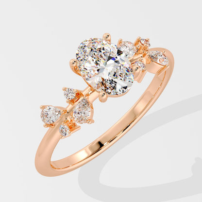 Marquise Shaped Three Stone Lab Grown Diamond Engagement Ring