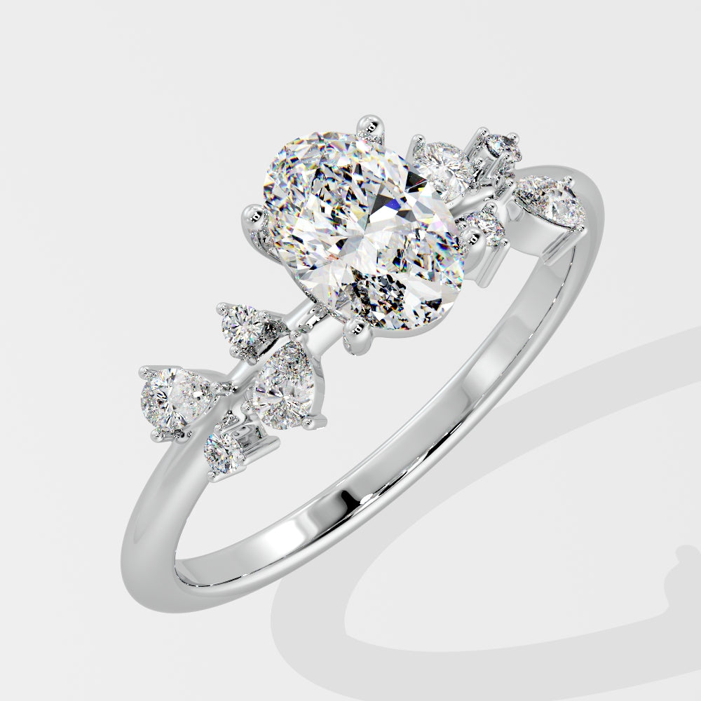 Marquise Shaped Three Stone Lab Grown Diamond Engagement Ring