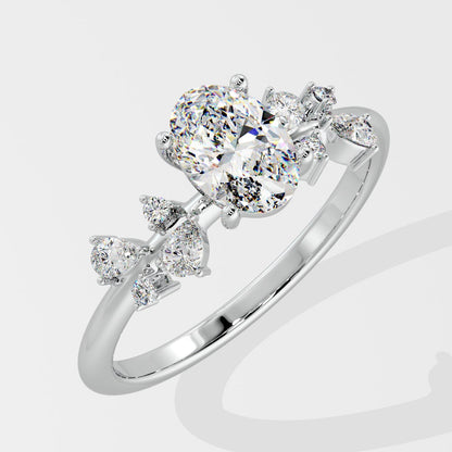 Marquise Shaped Three Stone Lab Grown Diamond Engagement Ring