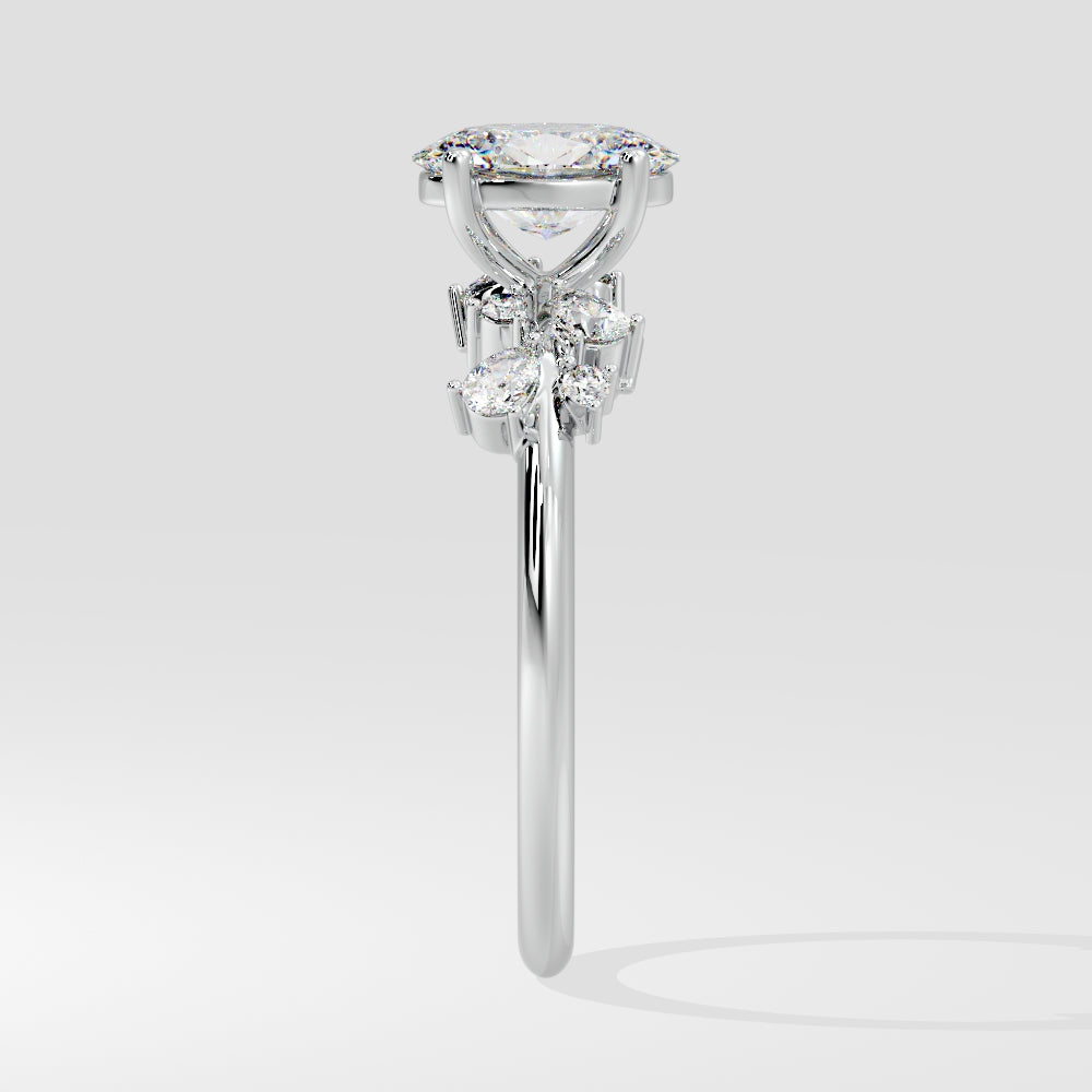 Marquise Shaped Three Stone Lab Grown Diamond Engagement Ring