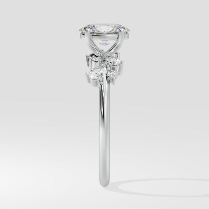 Marquise Shaped Three Stone Lab Grown Diamond Engagement Ring
