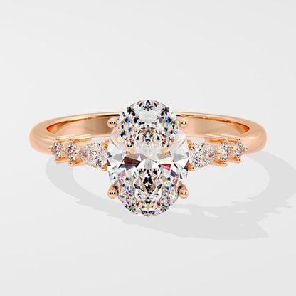 Marquise Shaped Three Stone Lab Grown Diamond Engagement Ring