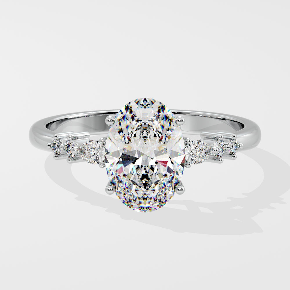 Marquise Shaped Three Stone Lab Grown Diamond Engagement Ring