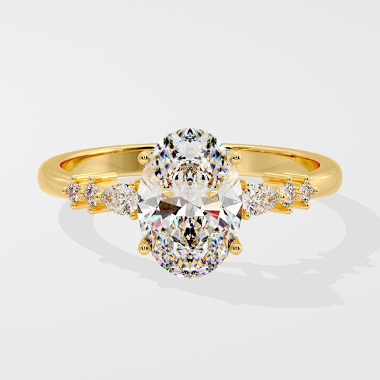 Marquise Shaped Three Stone Lab Grown Diamond Engagement Ring
