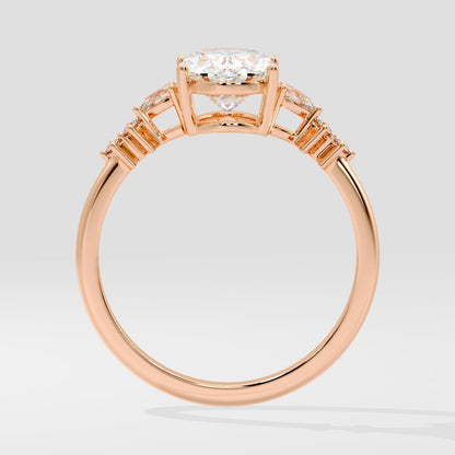 Marquise Shaped Three Stone Lab Grown Diamond Engagement Ring