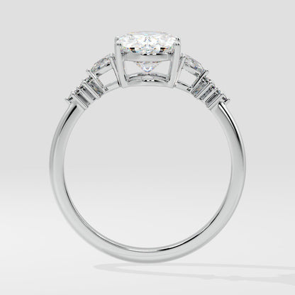 Marquise Shaped Three Stone Lab Grown Diamond Engagement Ring